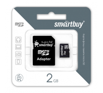 Карта памяти MicroSD 2 Gb Smart Buy +SD адаптер#92201