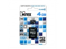 Карта памяти MicroSD 4 GB Mirex +SD адаптер (Class 4)