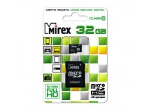Карта памяти MicroSD 32GB Mirex Class 10 + SD адаптер
