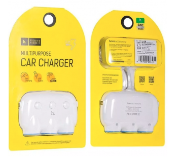 Разветвитель прикуривателя - Hoco C1 3-in-1 Car charger (white)#1854933
