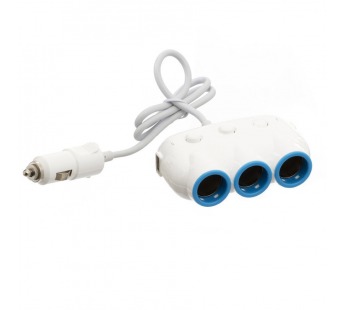 Разветвитель прикуривателя - Hoco C1 3-in-1 Car charger (white)#201524