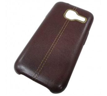                                 Чехол Premiun кожа со строчкой Samsung J1 mini коричневый#1873947