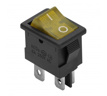 Переключатель с подсветкой SC-768, 4 контакта 6А 220B (жёлтый светодиод)#1703329