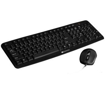 Комплект USB CANYON CNE-CSET1 клавиатура 107 клавиш + мышь 1000 dpi длина 1.8м черный [03.08], шт#1904820