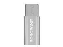Адаптер Micro USB - Type-C Borofone BV4 (серебро)