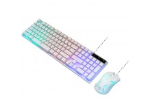 Проводной игровой набор Nakatomi KMG-2305U WHITE Gaming - клавиатура + опт. мышь с RGB подсветкой