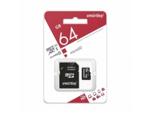 Карта памяти MicroSD 64Gb Smart Buy +SD адаптер (class 10)