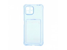 Чехол с кармашком для Xiaomi 11 Lite прозрачный (003) голубой