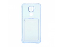 Чехол с кармашком для Xiaomi Redmi Note 9 прозрачный (003) голубой