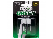 Аккумулятор AA Трофи HR6 (2-BL) Ni-MH 2100 mAh (20/240) (green) (211744)