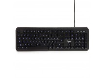 Клавиатура "Gembird" KB-200L, USB, 104 клавиши, доп. функции, синяя подсветка, кабель 1,45м, чёрный