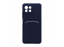 Чехол с кармашком и цветными кнопками для Xiaomi 11 Lite (001) темно синий