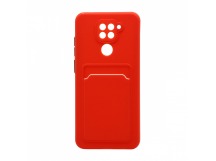 Чехол с кармашком и цветными кнопками для Xiaomi Redmi Note 9 (010) красный