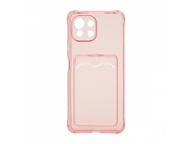 Чехол с кармашком для Xiaomi 11 Lite прозрачный (006) розовый