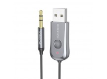 Bluetooth - адаптер BOROFONE BC44 (AUX 3.5-USB) с микрофоном, серый
