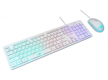 Dialog Gan-Kata - игровой проводной набор USB: клавиатура + опт. мышь, цвет белый с RGB-подсветкой
