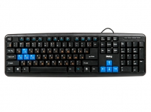 Dialog - MM-клавиатура, USB, черная + 8 дополнительных игровых клавиш голубого цвета