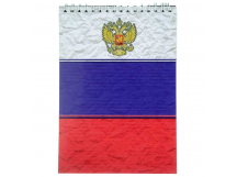 СБ Блокнот А5  64л. (верх.спираль) пластик прозр. "Офисный" 20 (Российский флаг), шт