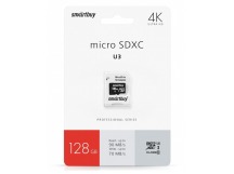 Micro SDXC карта памяти 128ГБ SmartBay PRO U3 R/W:90/70 MB/s class 10 (с адаптером)