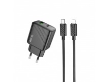 Сетевое зарядное устройство USB/Type-C Hoco CS23A (30W, QC3.0, PD, кабель Type-C-Lightning) Черный