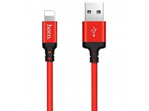 Кабель USB - Lightning Hoco X14 (2А/2m/текстиль) красно-черный