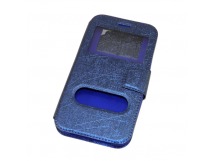 Чехол универсальный с окошком и силиконовой вставкой с имитацией царапин 5,5 синий