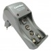 Зарядное устройство Camelion BC 1001A titanium, 200мА, для  2хAA, AAA или 1x9V,складная вилка, таймер (1/32/64)#181538